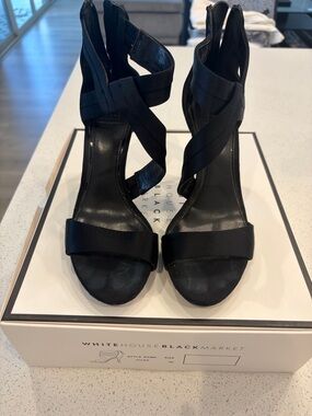 White House Black Market Black Crisscross Ankle Strap Heels